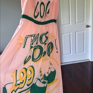 Pink and Green Graphic Dress long flowy dress